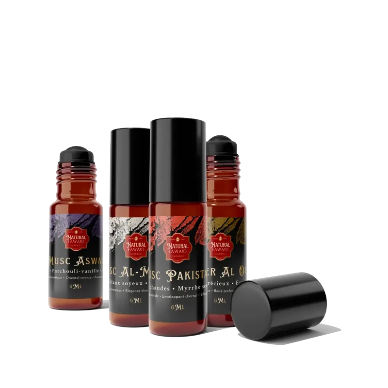 Flacons de muscs orientaux sans alcool Natural Fawaid, 6 ml