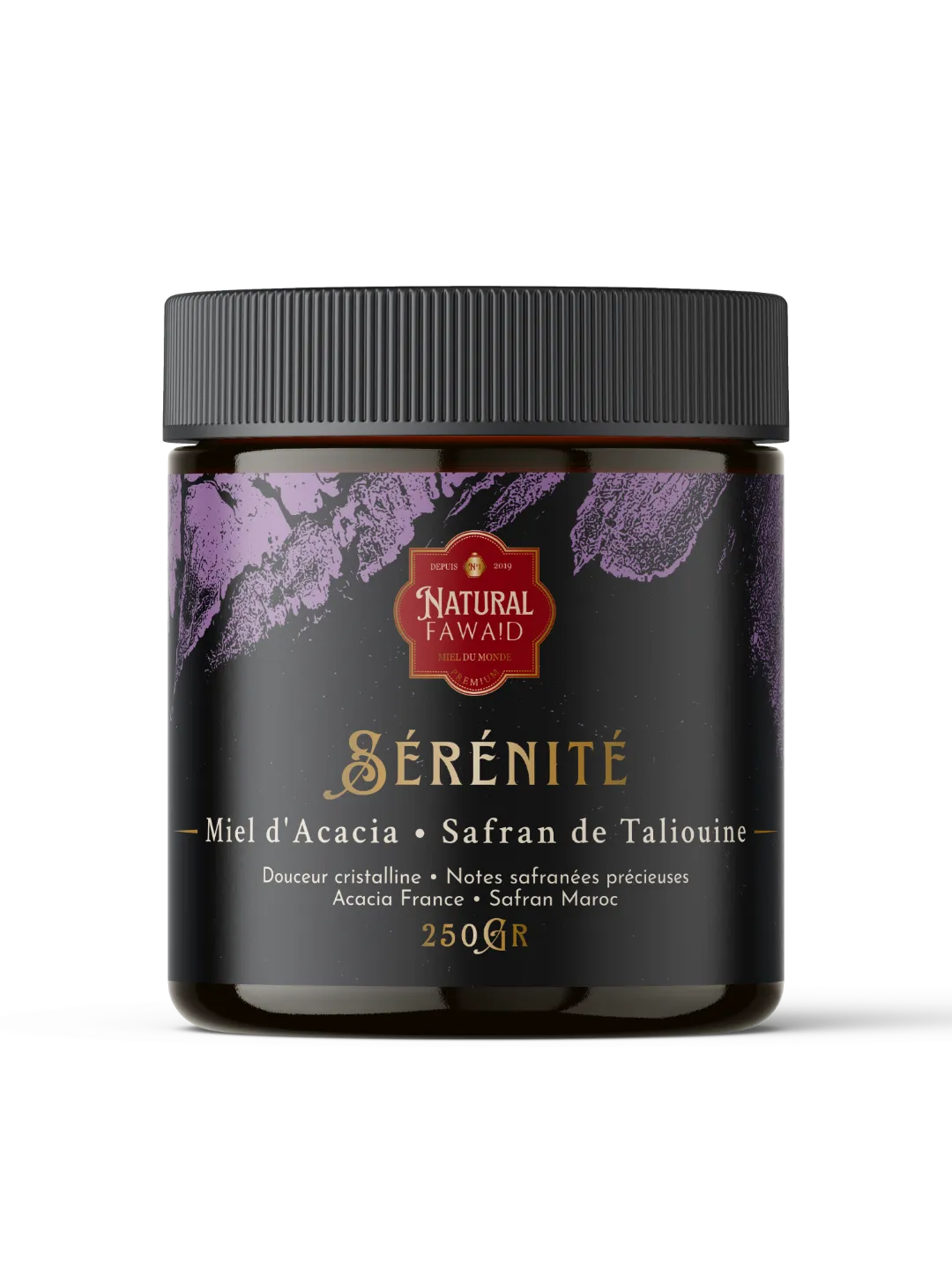 Pot Miel Sérénité Natural Fawaid — Acacia de France et Safran de Taliouine, 250g