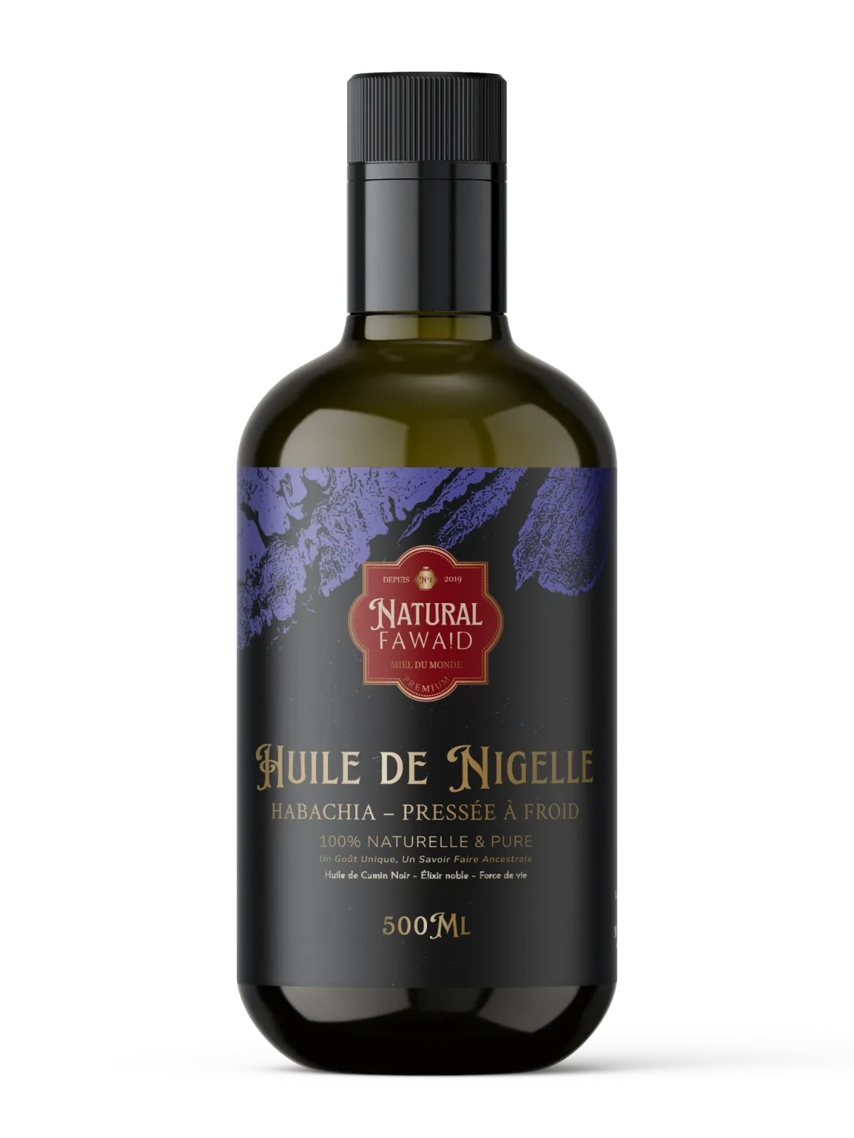 Flacon d'huile de nigelle Habachia 500ml Natural Fawaid — profil sensoriel