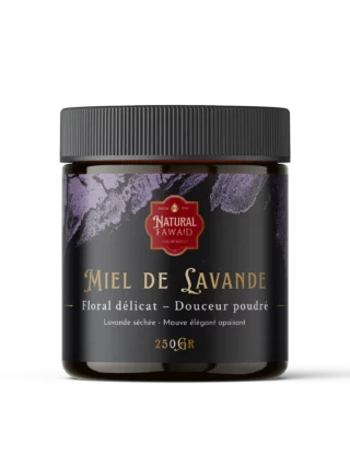Miel de Lavande du Maroc – Natural Fawaid Pot de miel de lavande marocain, couleur claire et texture onctueuse