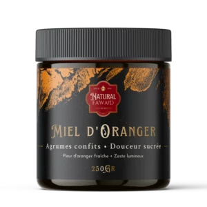 Pot de miel d’oranger marocain, couleur claire et texture fluide