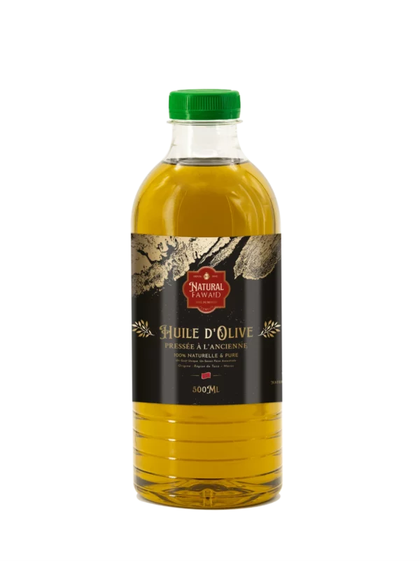 huile-dolive-presse-a-la-pierre-maroc-c Huile d’olive extra vierge artisanale du Maroc, pressée à froid, bouteille PET 1L