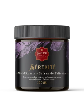 miel-acacia-safran-natural-fawaid-250g Pot Natural Fawaid “Sérénité” – Miel d’acacia et safran, 250 g.