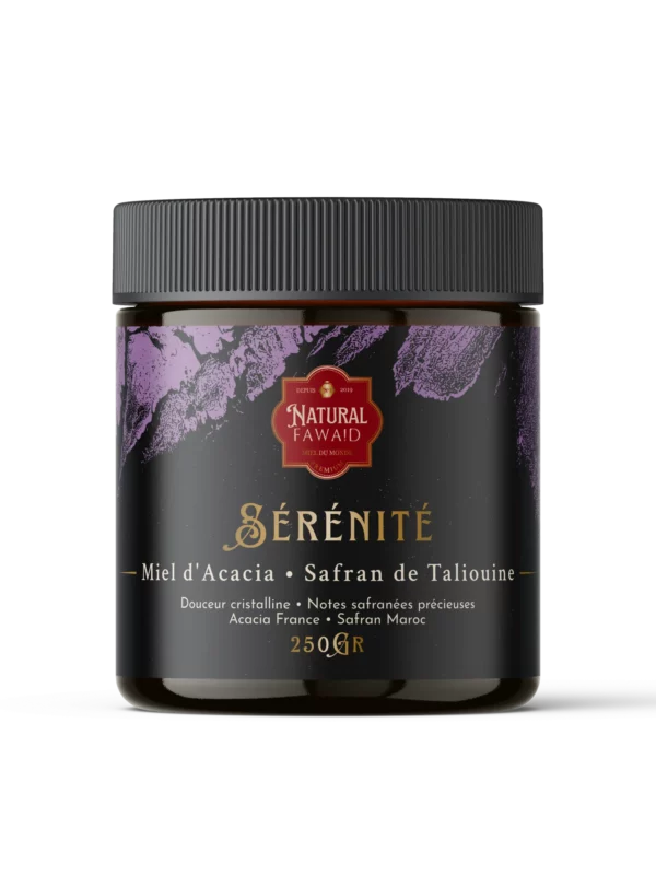 miel-acacia-safran-natural-fawaid-250g Pot Natural Fawaid “Sérénité” – Miel d’acacia et safran, 250 g.
