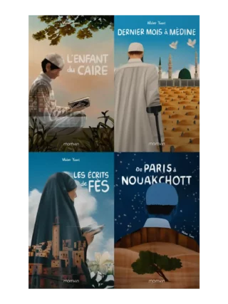 Pack 4 romans islamiques jeunesse – collection Momkin (avant) Couverture avant du pack collection 4 romans islamiques jeunesse Momkin