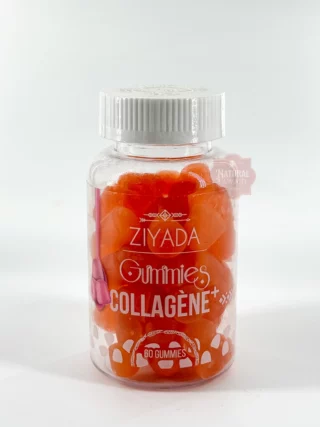 Flacon de 60 gummies Collagène+ Ziyada sur fond ivoire