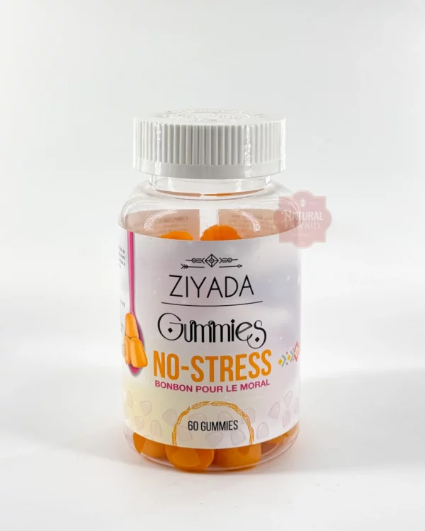 gummies-no-stress-ziyada-x60 Flacon de 60 gummies No-Stress Ziyada sur fond ivoire